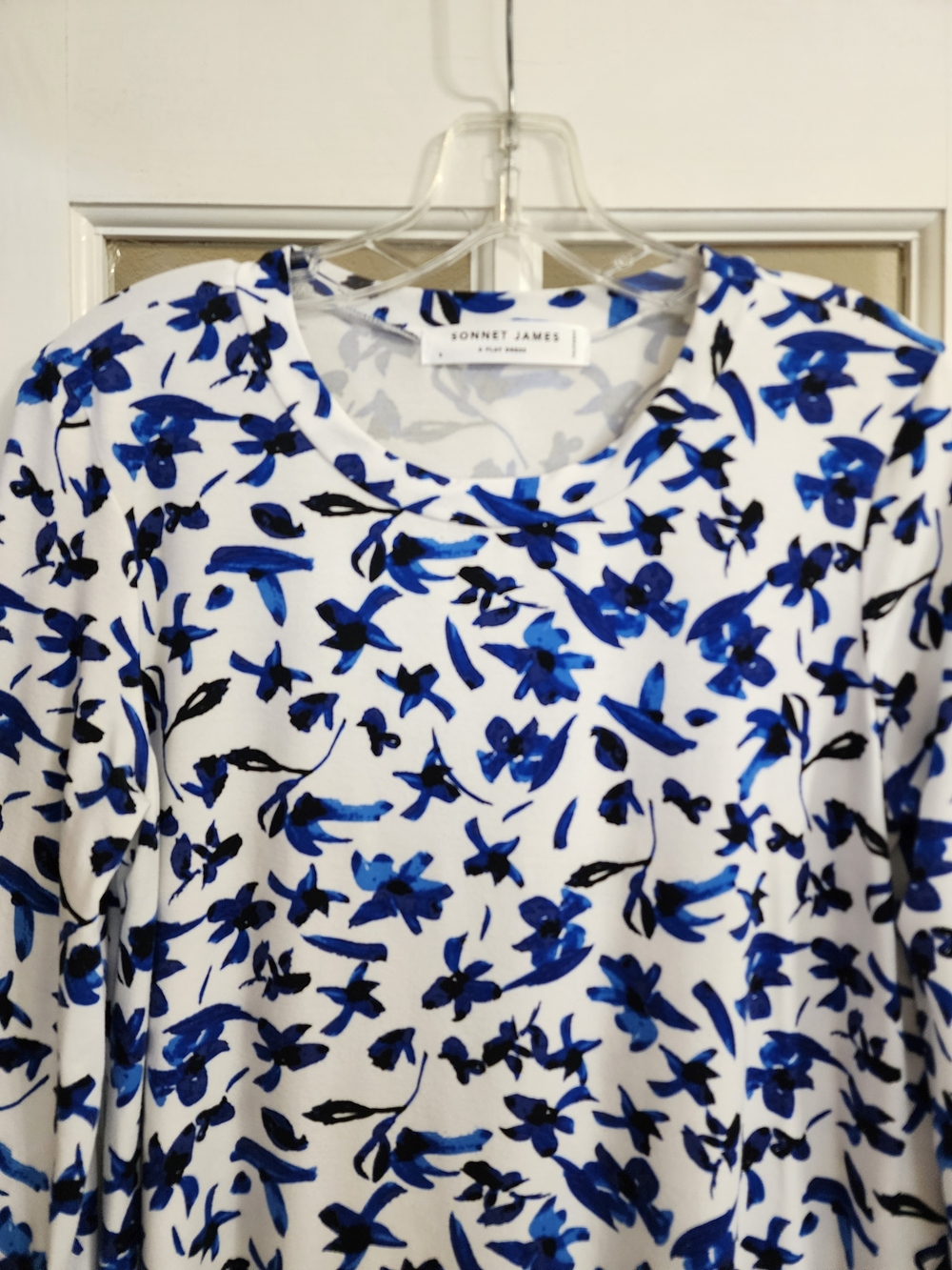 Sonnet James Georgia Play Dress S Blue Floral Tencel 3/4 Sleeve - Picture 6 of 12